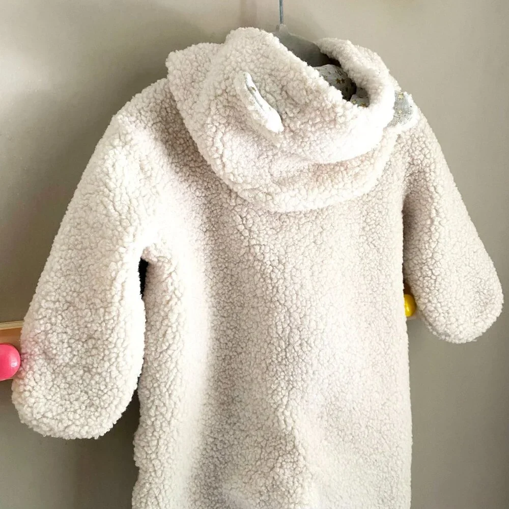 Egg New York Ivory Sherpa Fleece Baby Bunting /  Snow Suit